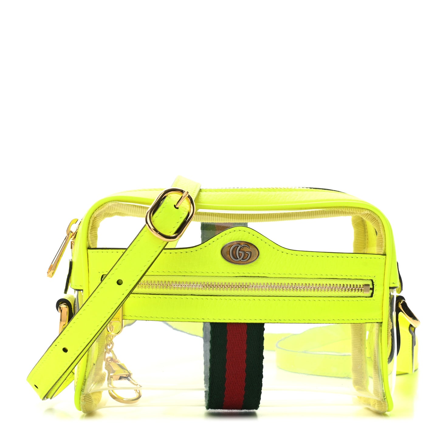 Vinyl Web Mini Ophidia Transparent Shoulder Bag Yellow Fluo