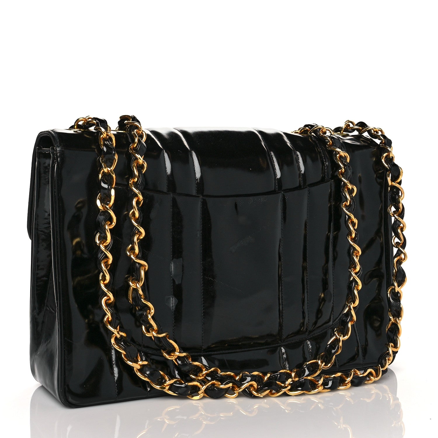 Chanel Patent Vertical Quilted Jumbo Single Flap Black 3 of 13