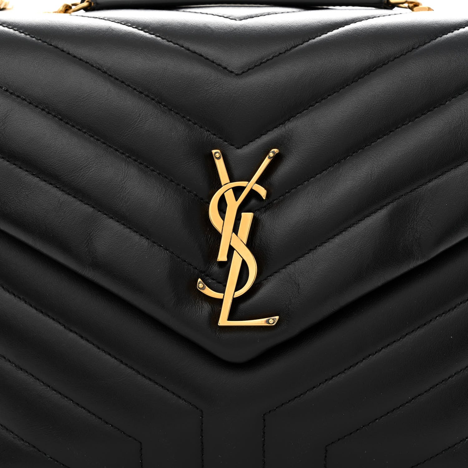 Saint Laurent Calfskin Y Quilted Monogram Medium Loulou Chain Satchel Black 8 of 11