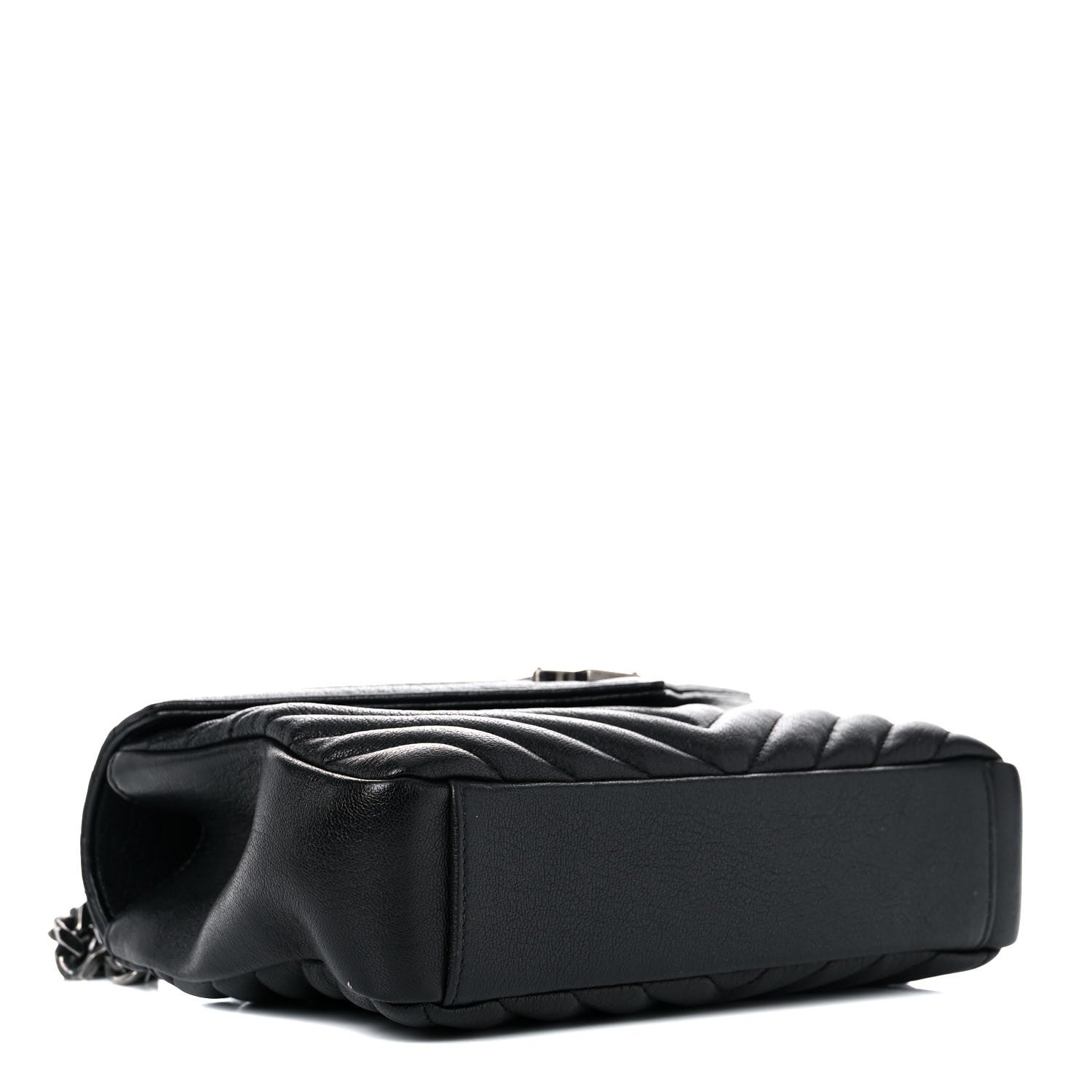 Saint Laurent Sheepskin Matelasse Chevron Monogram Medium College Bag Black 4 of 13