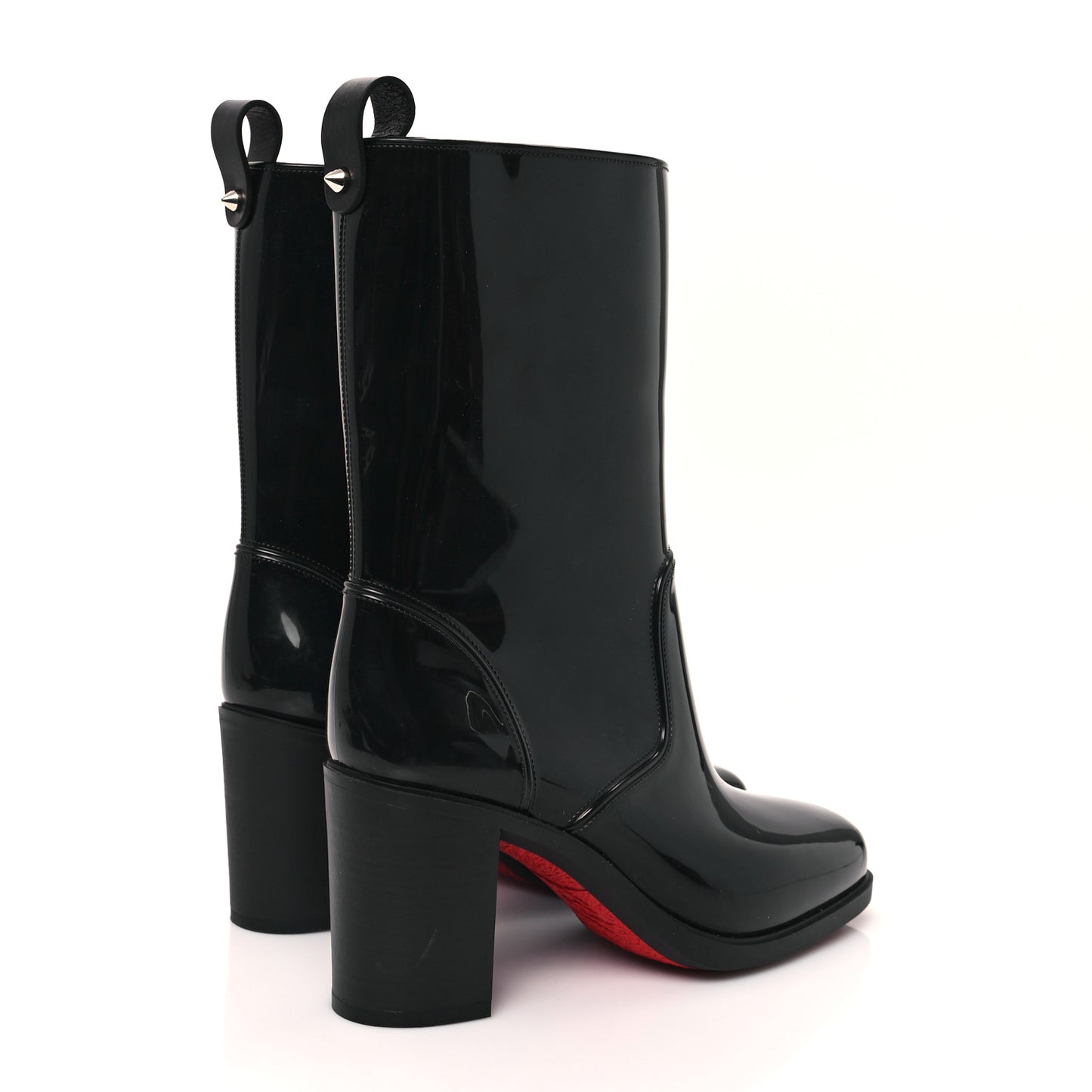 Recycled PVC Calfskin Loubirain 70 Boots 37 Black