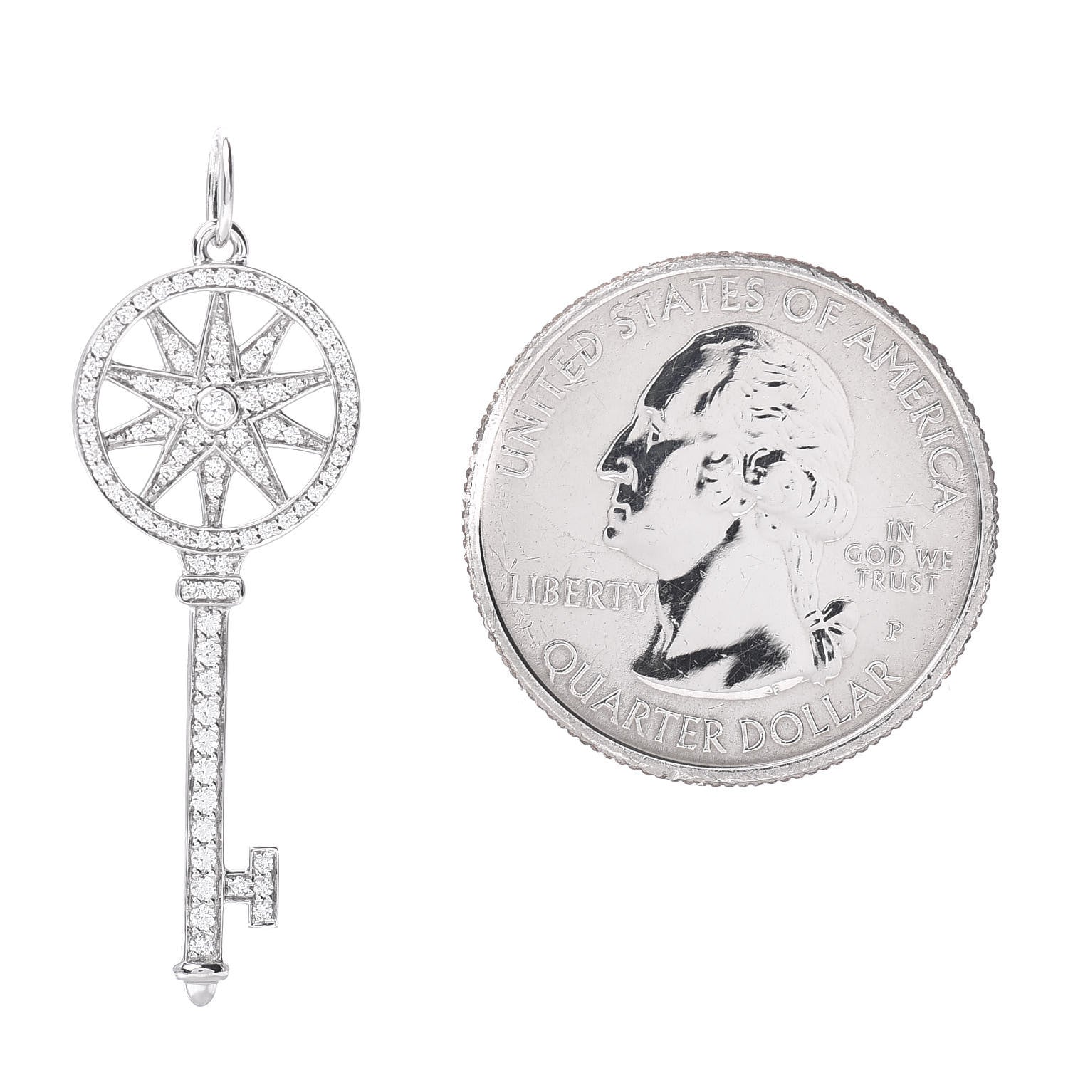 Tiffany Platinum Diamond Star Key Pendant 2 of 3