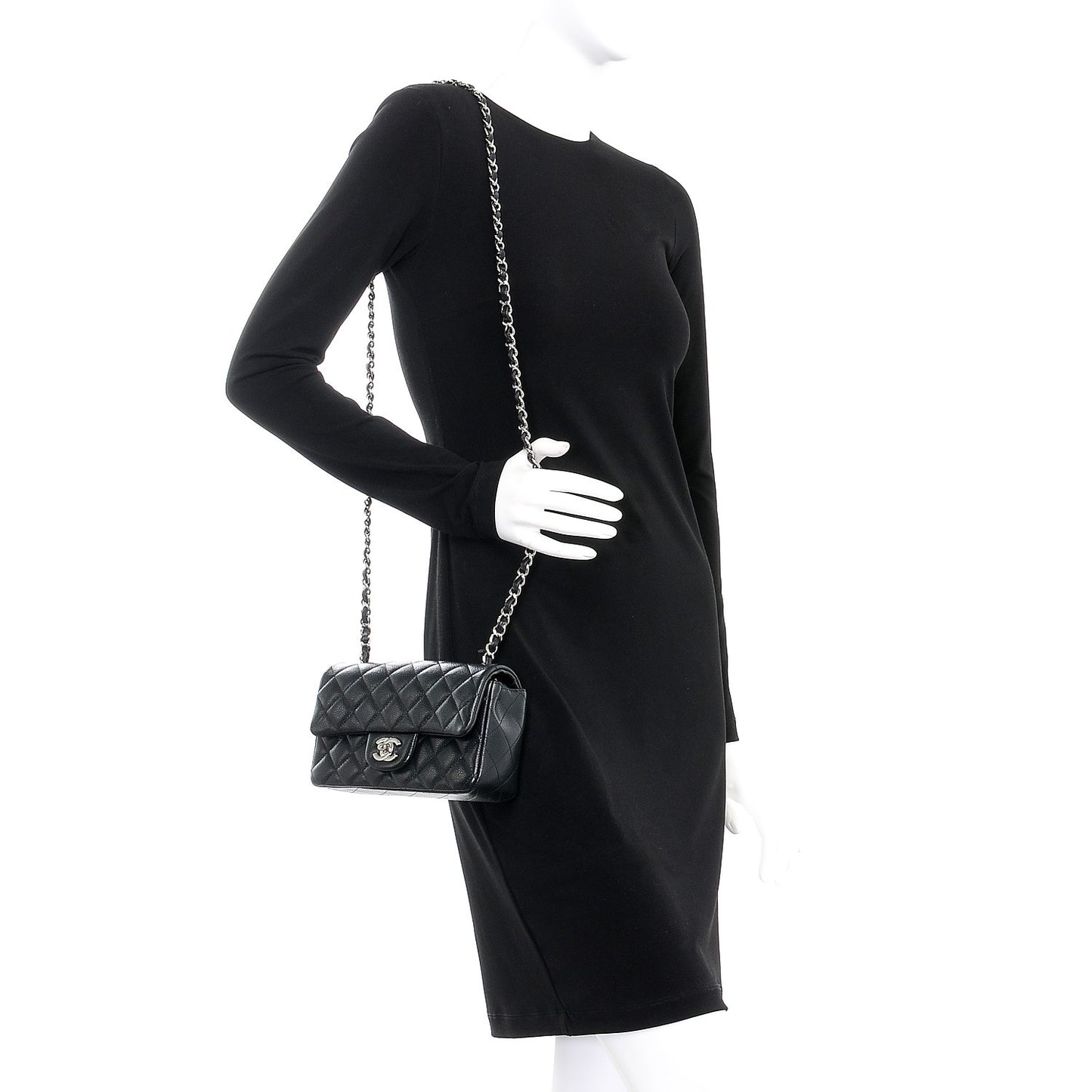 Caviar Quilted Mini Rectangular Flap Black