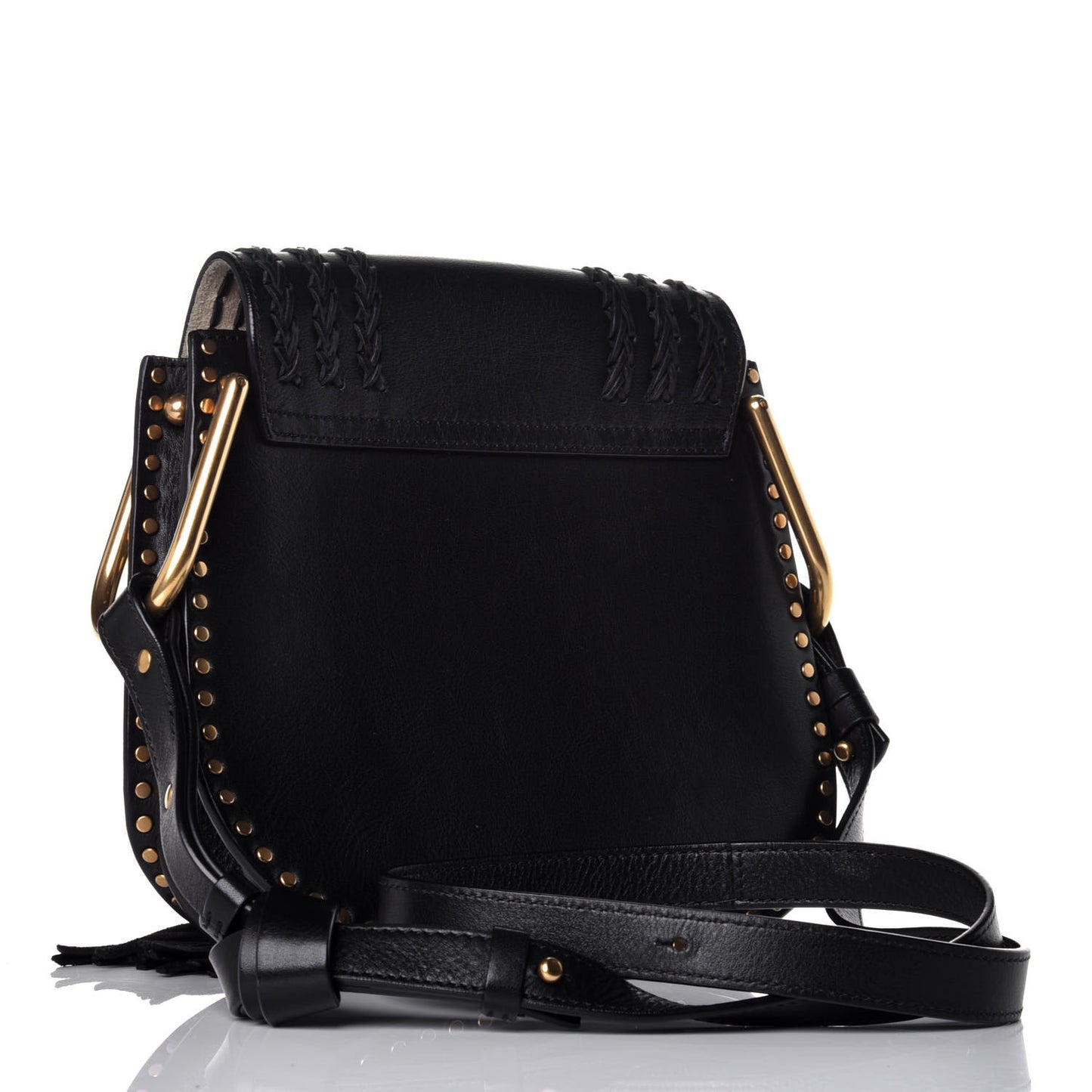 Calfskin Braided Small Hudson Shoulder Bag Black