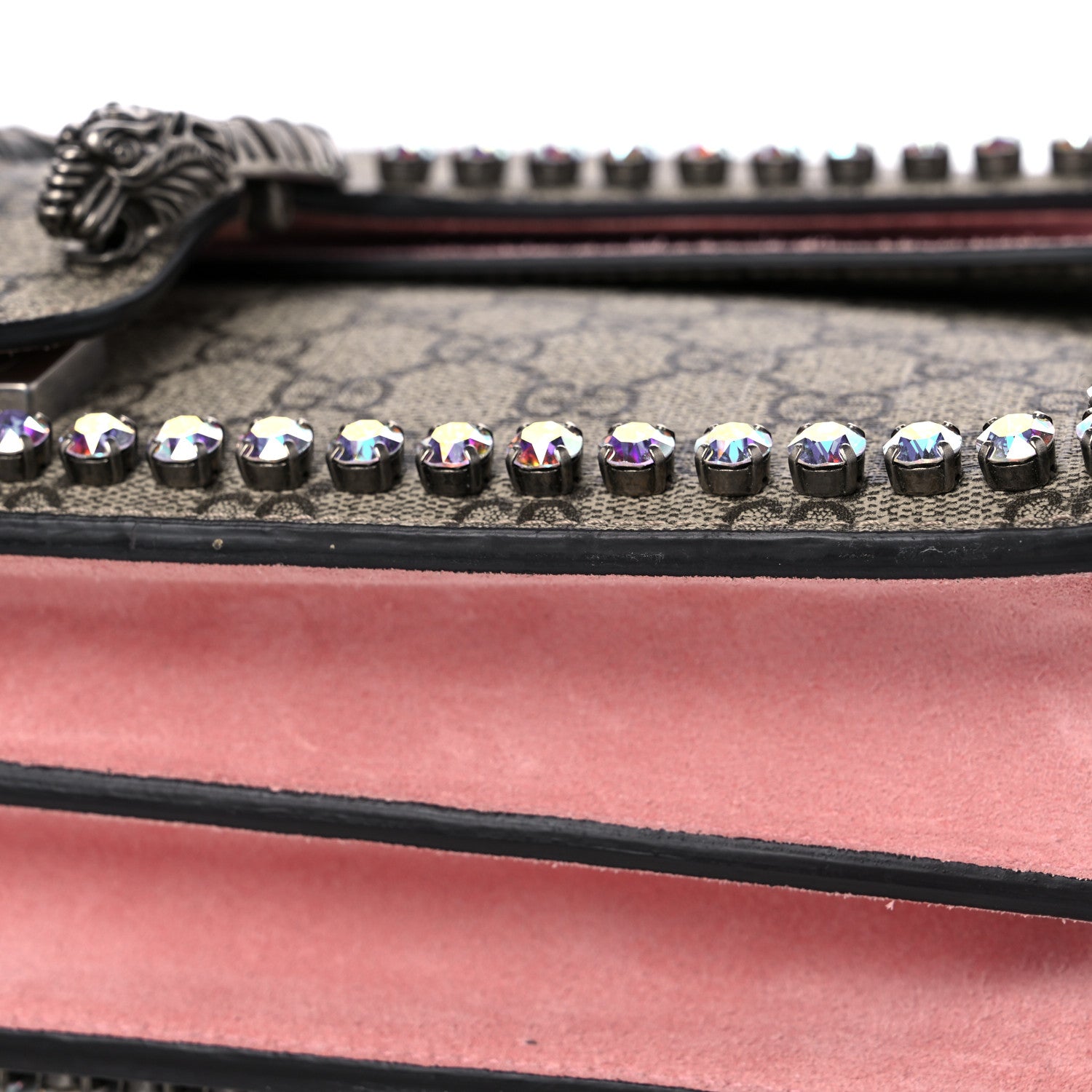 Gucci GG Supreme Monogram Suede Crystal Medium Dionysus Shoulder Bag Beige Ebony Light Peonia 11 of 11