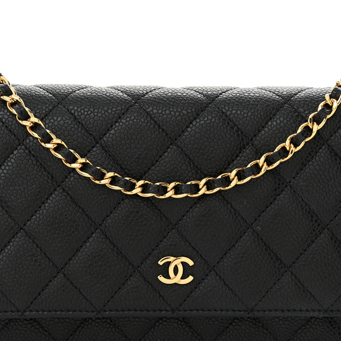 Caviar Quilted Wallet on Chain WOC Black