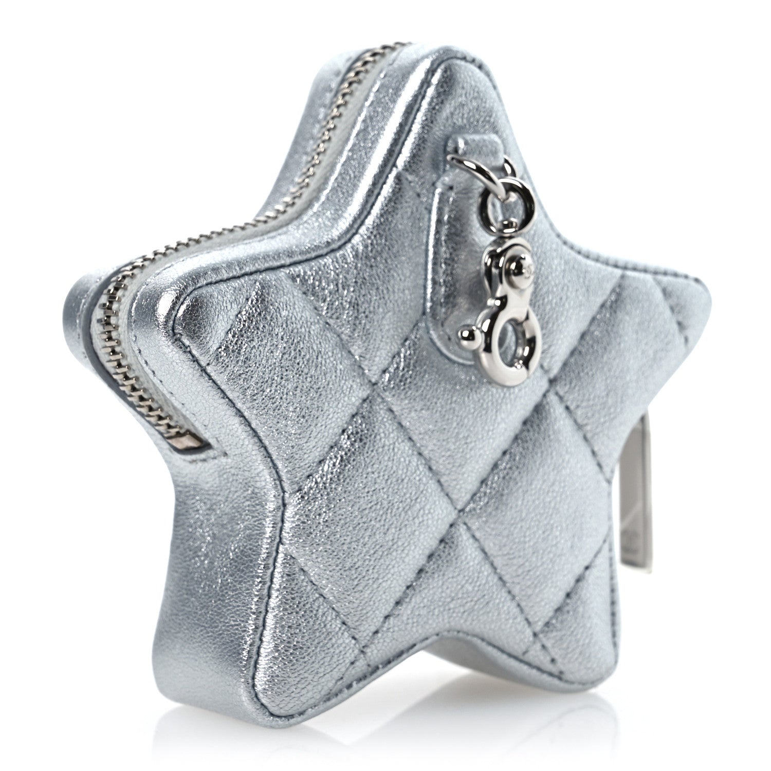 Chanel Metallic Lambskin Walk Of Fame Star Clip On Coin Purse Silver 3 of 11