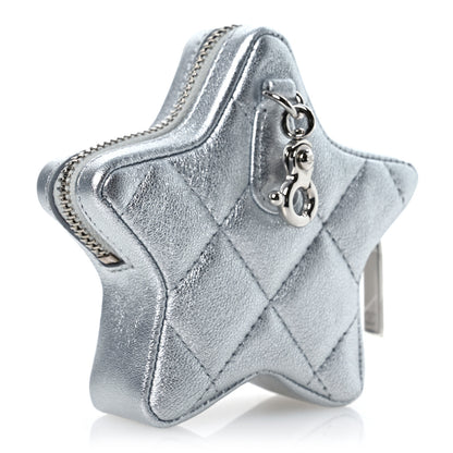 Chanel Metallic Lambskin Walk Of Fame Star Clip On Coin Purse Silver 3 of 11