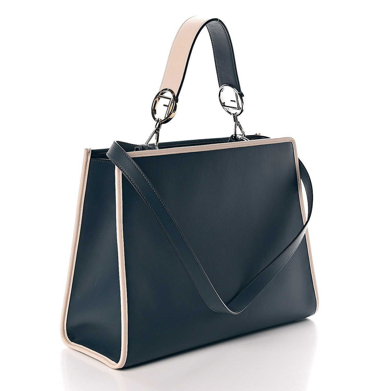 Fendi Vitello Century Opaco F is Fendi Bi-Color Regular Runaway Satchel Amazzonia Camelia 4 of 10