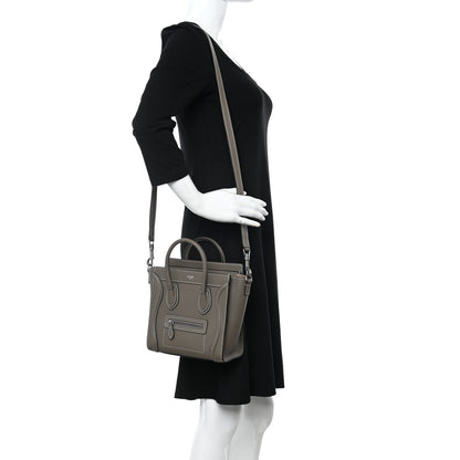 Celine Drummed Calfskin Nano Luggage Souris 2 of 11