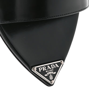 Prada Spazzolato Metal Triangle Logo 5mm Slide Sandals 39 Black 7 of 8