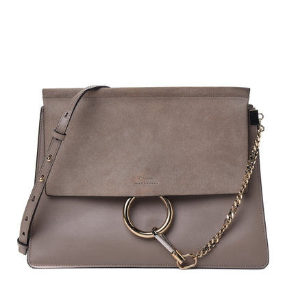 Chloe Calfskin Suede Medium Faye Shoulder Bag Motty Grey 1 of 4