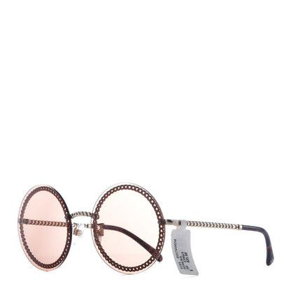 Chanel Round Removable Triple Hanging Chain Sunglasses 4245 Light Brown 2 of 9