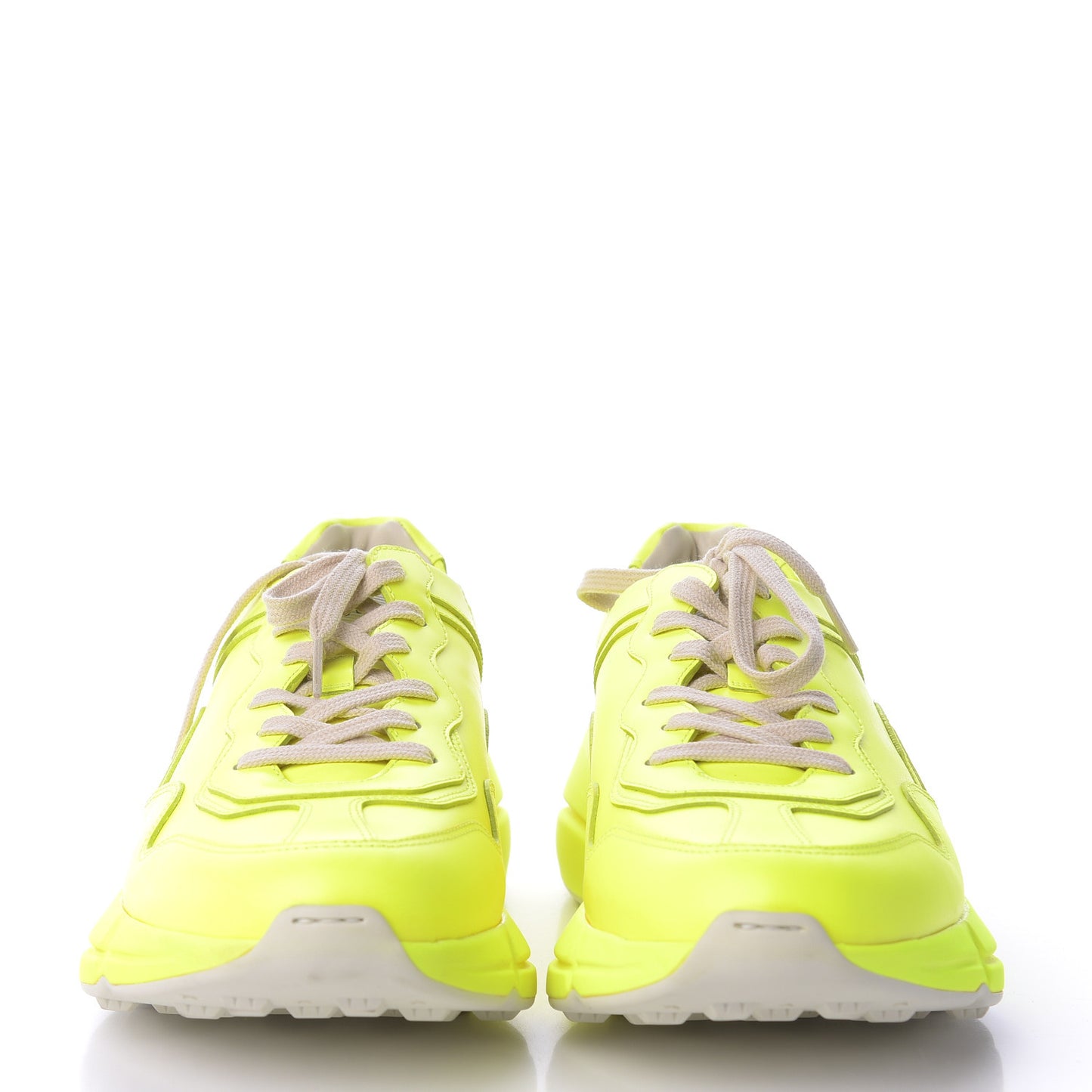 Calfskin Mens Rhyton Sneakers 10 Yellow Fluo