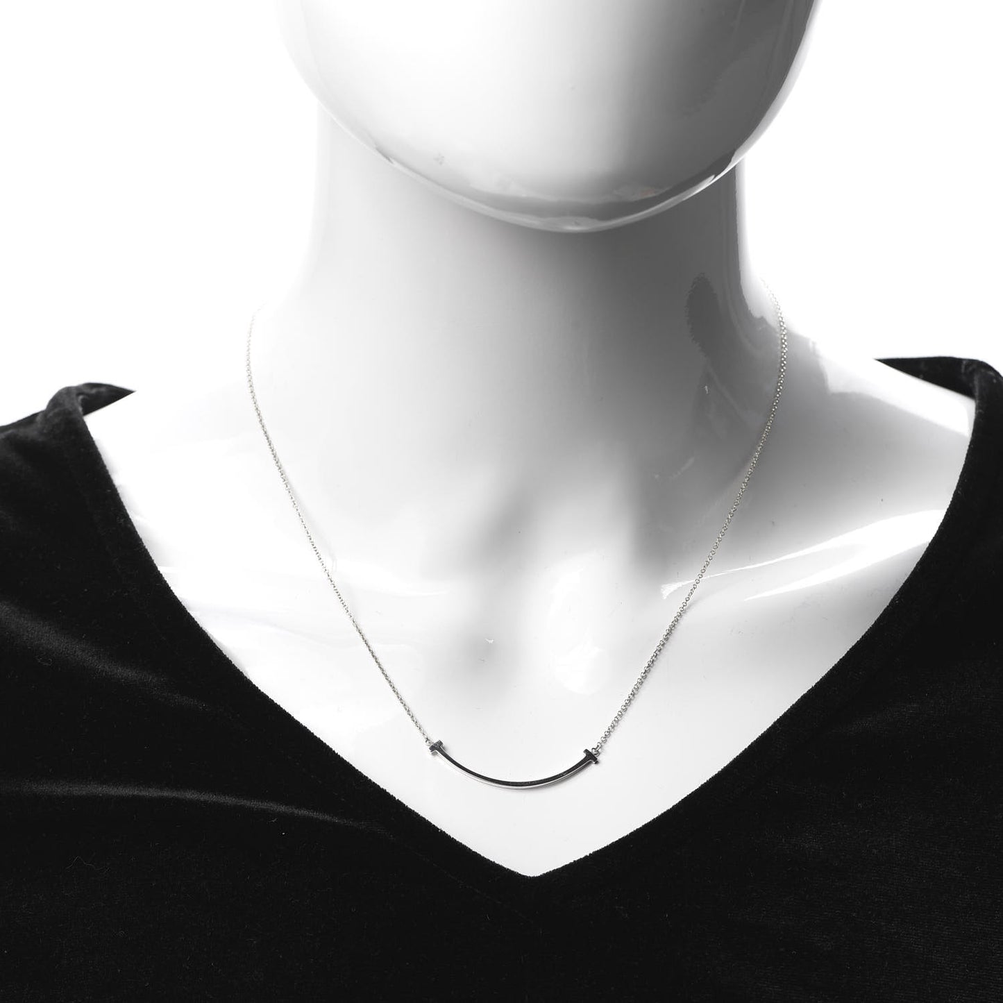 Sterling Silver Small T Smile Pendant Necklace