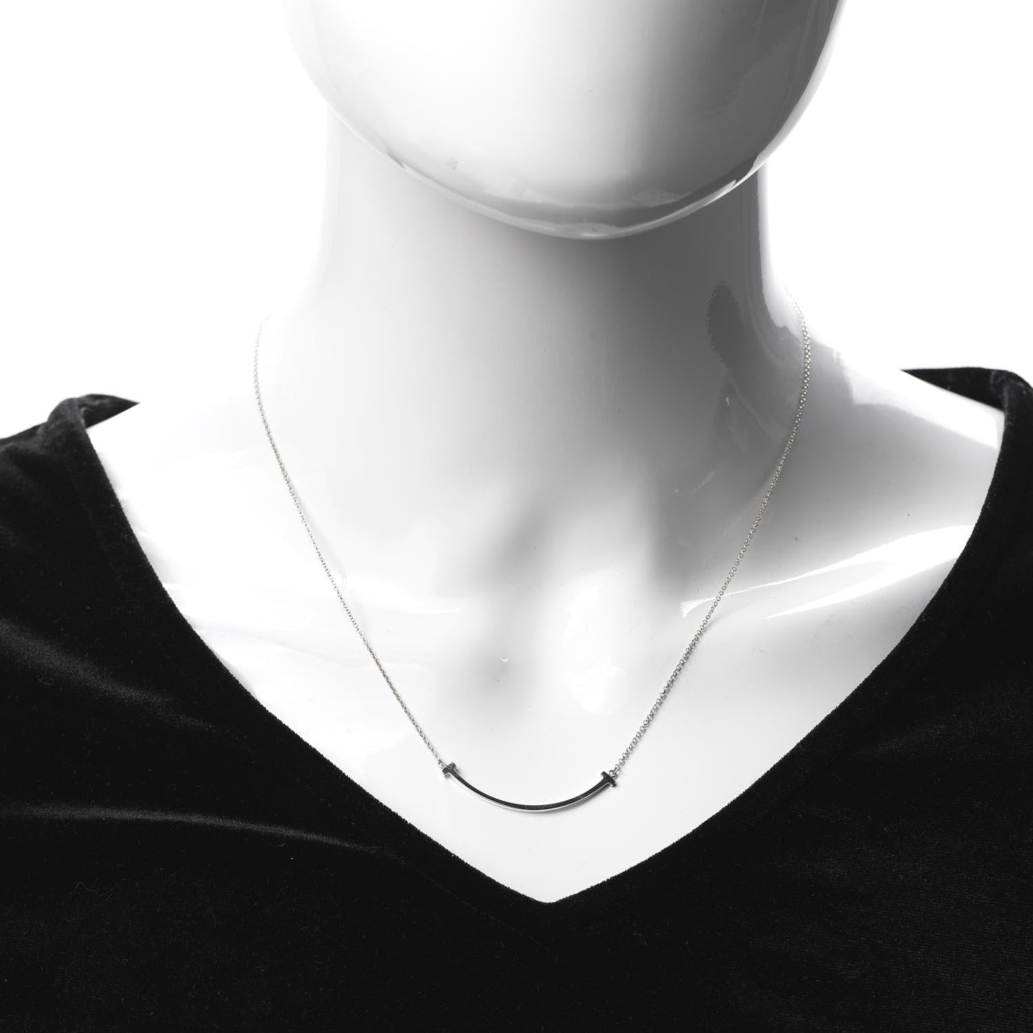 Tiffany Sterling Silver Small T Smile Pendant Necklace 2 of 6