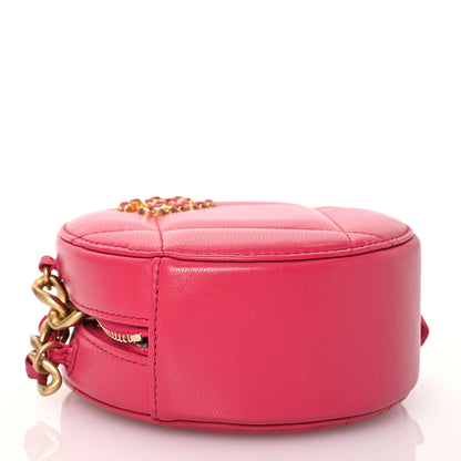 Chanel Goatskin Quilted Chanel 19 Round Clutch With Chain Dark Pink 4 of 14