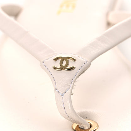 Chanel Goatskin CC Times Square Thong Sandals 38 Beige 11 of 12
