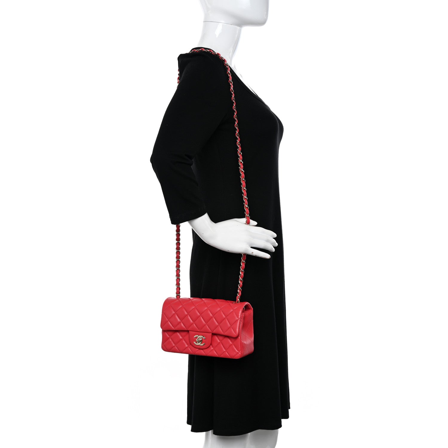 Chanel Lambskin Quilted Mini Rectangular Flap Red 2 of 11
