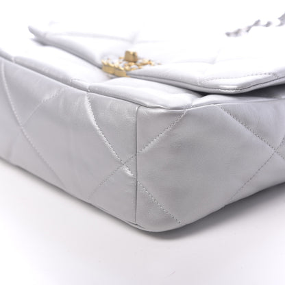 Chanel Metallic Goatskin Quilted Large 19 Flap Silver 10 of 11