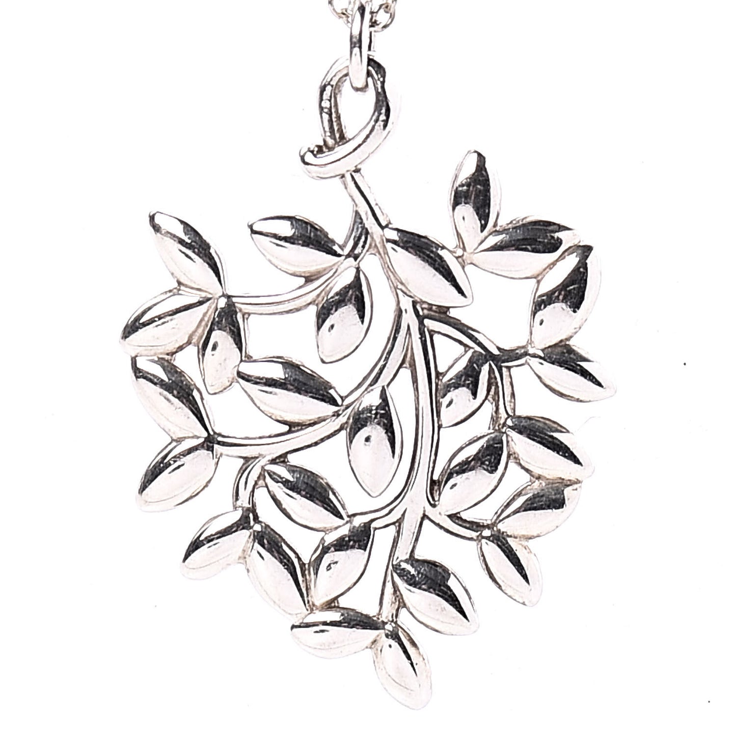 Sterling Silver Paloma Picasso Olive Leaf Heart Branch Pendant Necklace