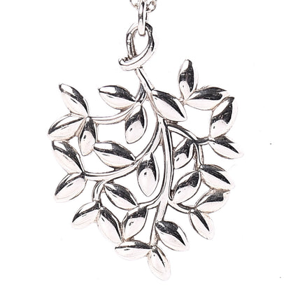 Tiffany Sterling Silver Paloma Picasso Olive Leaf Heart Branch Pendant Necklace 4 of 6