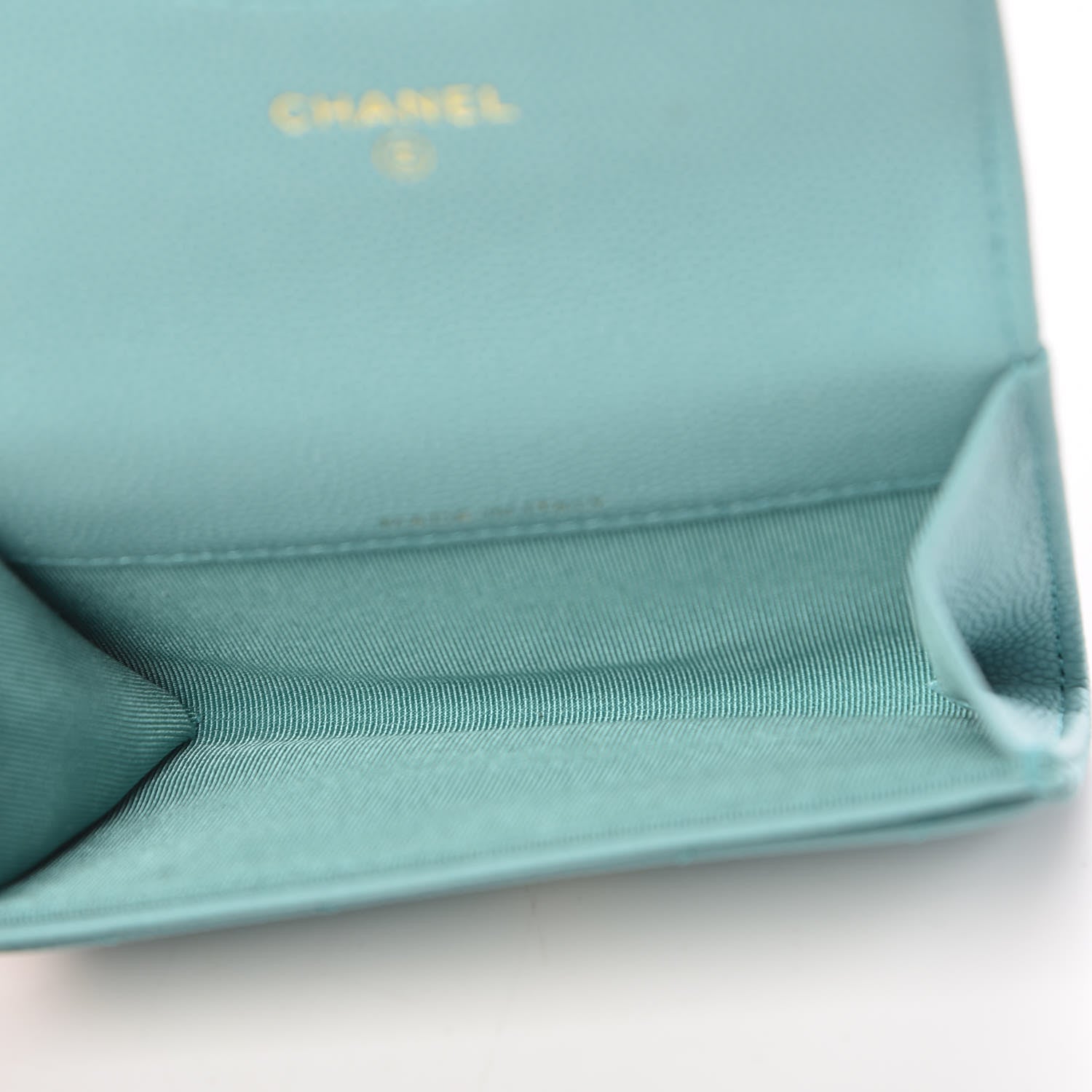 Chanel Caviar Chevron Quilted Card Holder Wallet Turquoise 5 of 9