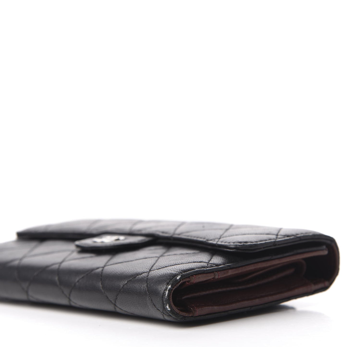 Lambskin Quilted Large Flap Wallet Black