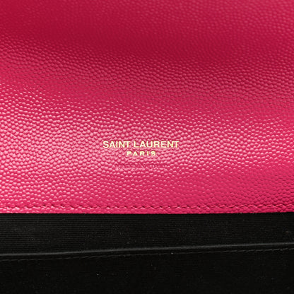 Saint Laurent Grain De Poudre Matelasse Chevron Monogram Envelope Clutch Fuchsia 6 of 8