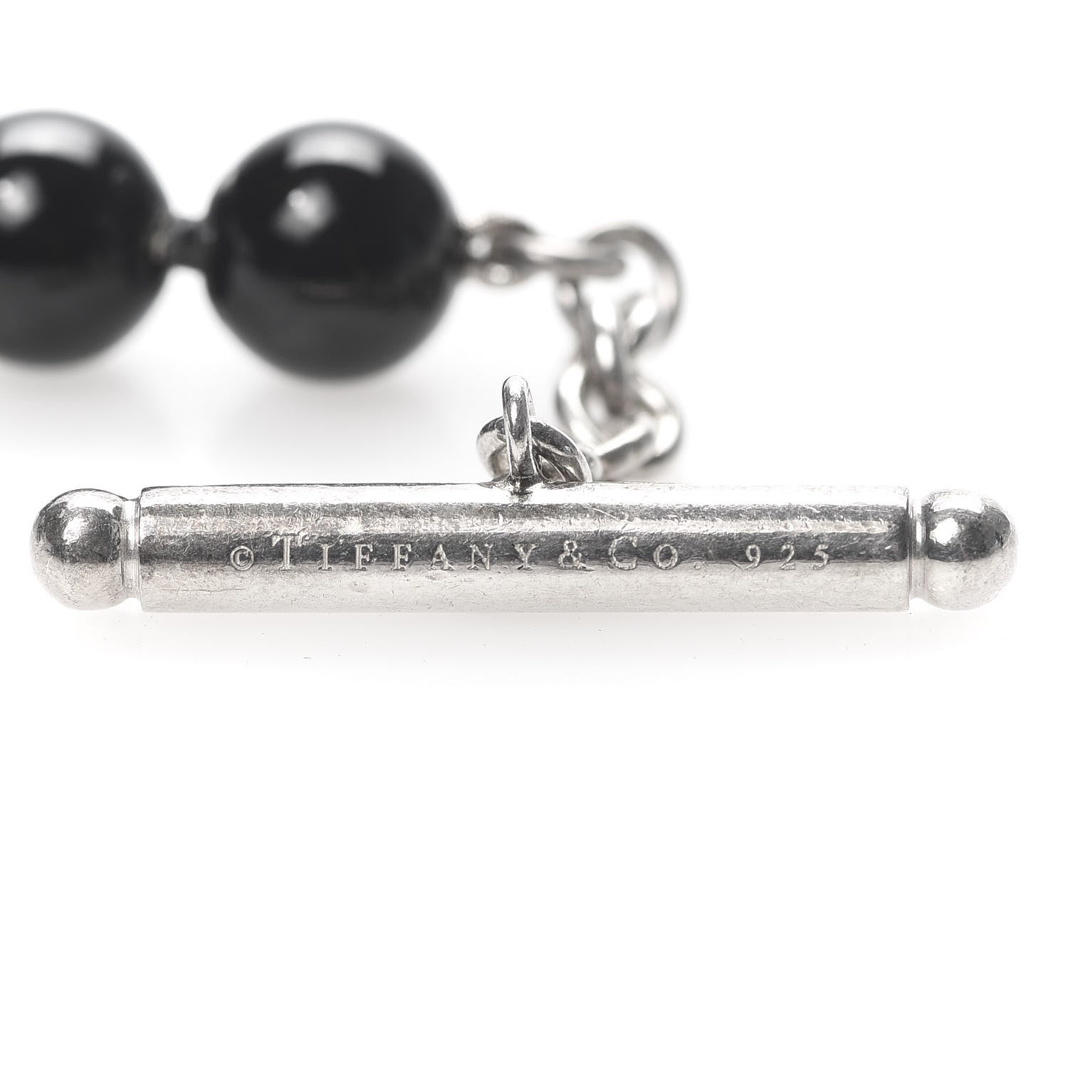 Tiffany Sterling Silver Black Onyx Bead Toggle Necklace 5 of 5