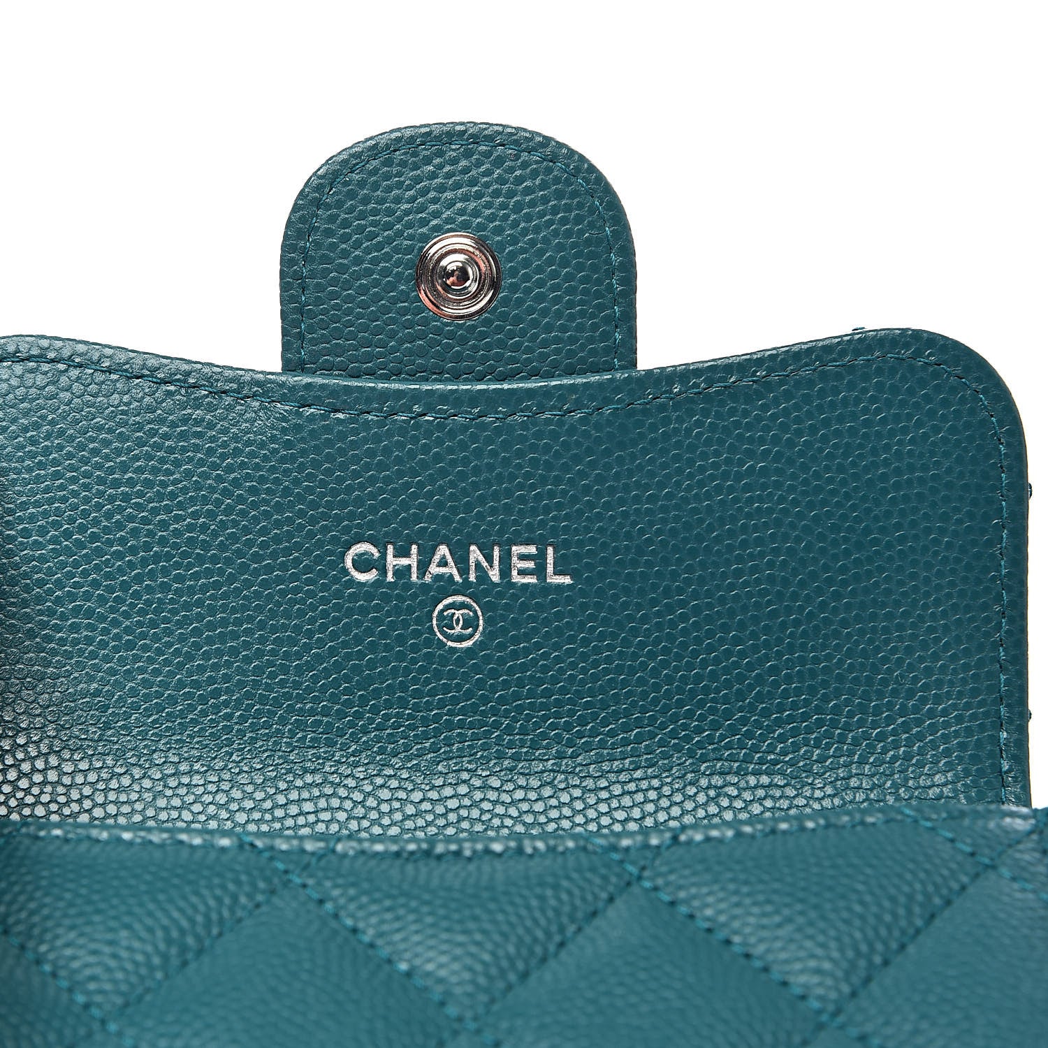 Chanel Caviar Quilted Card Holder Wallet Dark Turquoise 6 of 9