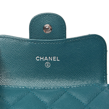 Chanel Caviar Quilted Card Holder Wallet Dark Turquoise 6 of 9