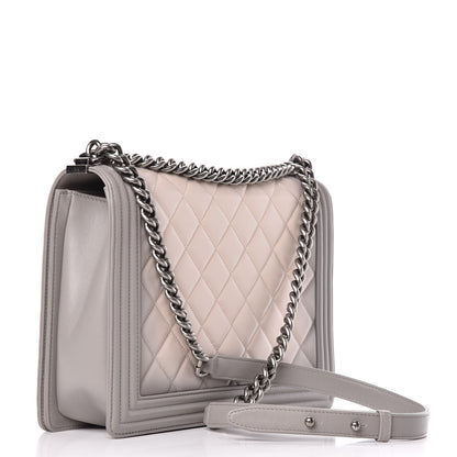 Chanel Calfskin Ombre Quilted Large Boy Flap Grey Beige 3 of 10