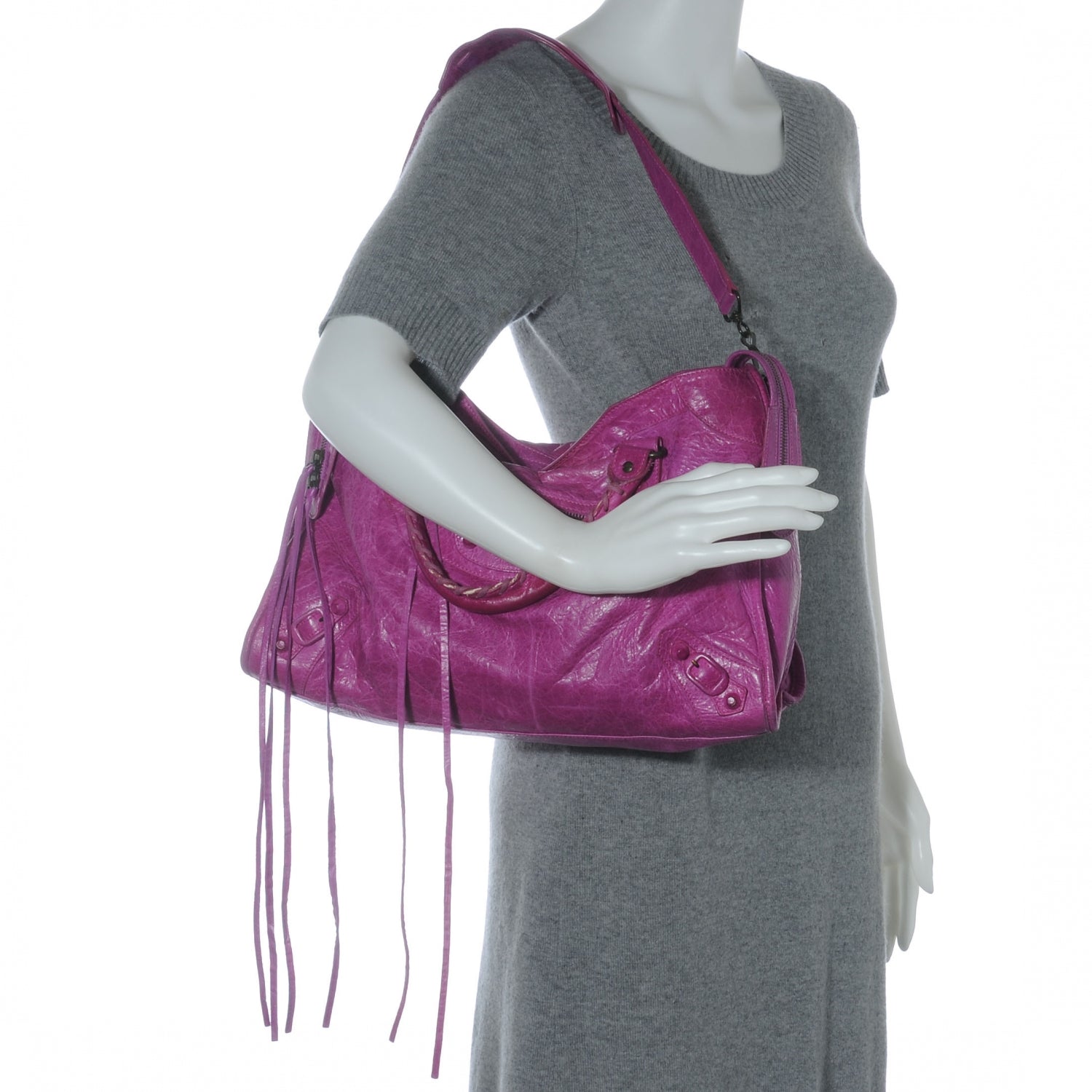 Balenciaga Agneau Rubber Covered Classic Hardware City Amethyst 2 of 7
