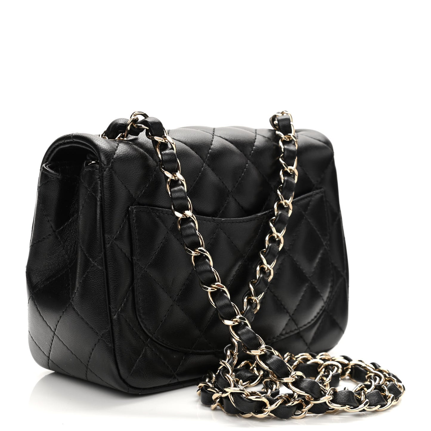 Lambskin Quilted Mini Square Flap Black