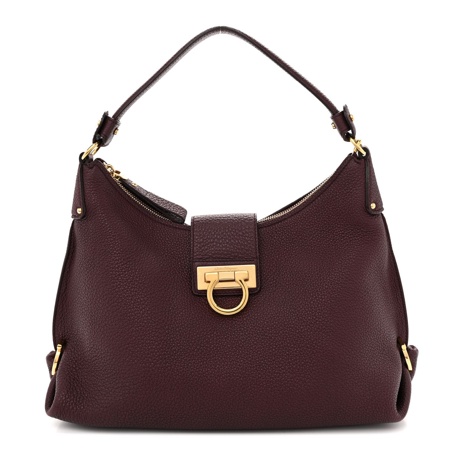 Salvatore Ferragamo Calfskin Fanisa Gancini Hobo Plum 1 of 14
