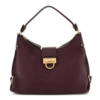 Salvatore Ferragamo Calfskin Fanisa Gancini Hobo Plum 1 of 14