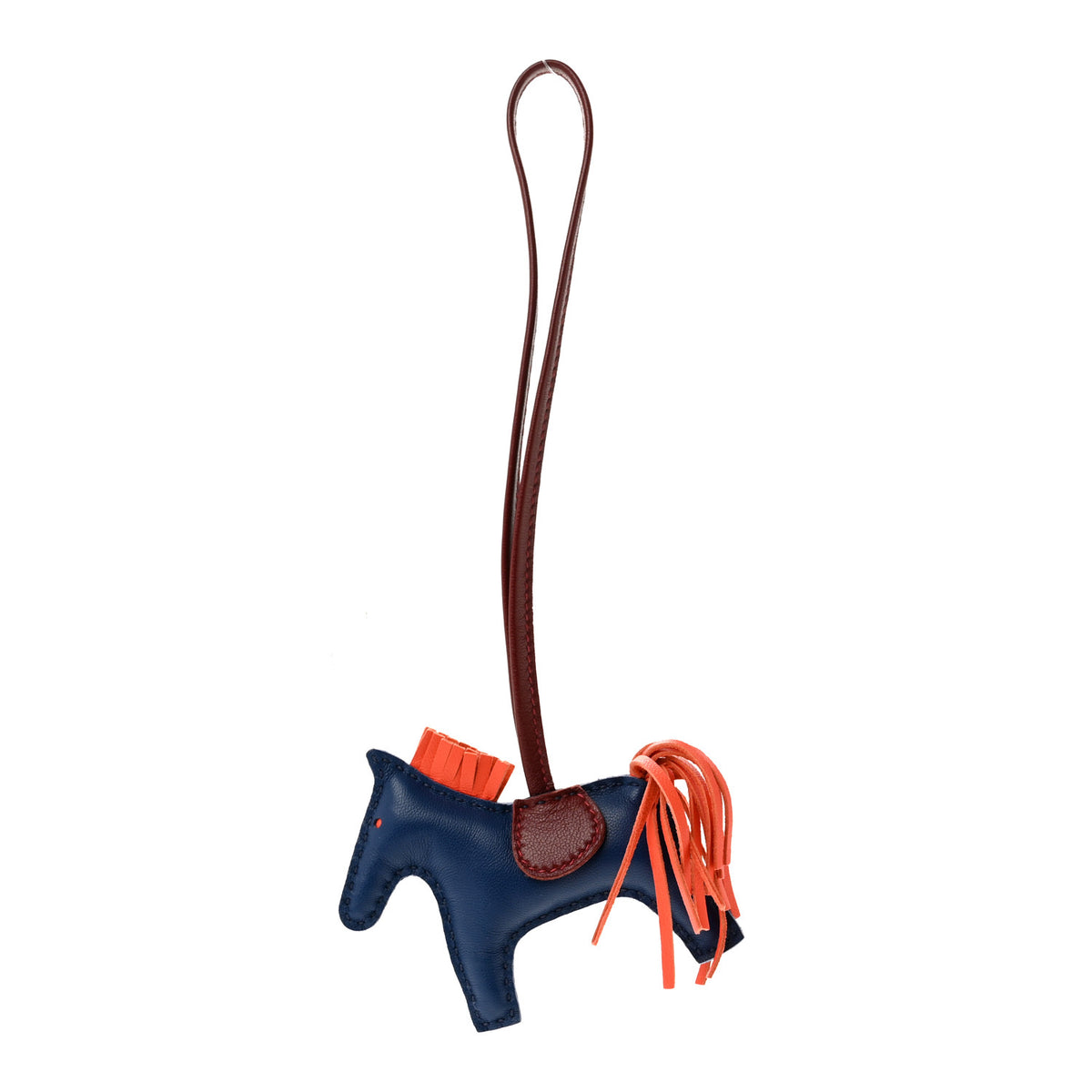 Milo Lambskin Grigri Rodeo Horse Bag Charm PM Bleu France Cornaline Rouge Sellier