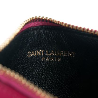 Saint Laurent Calfskin 5 Fragments Zip Pouch Card Holder Lipstick Fuchsia 7 of 8