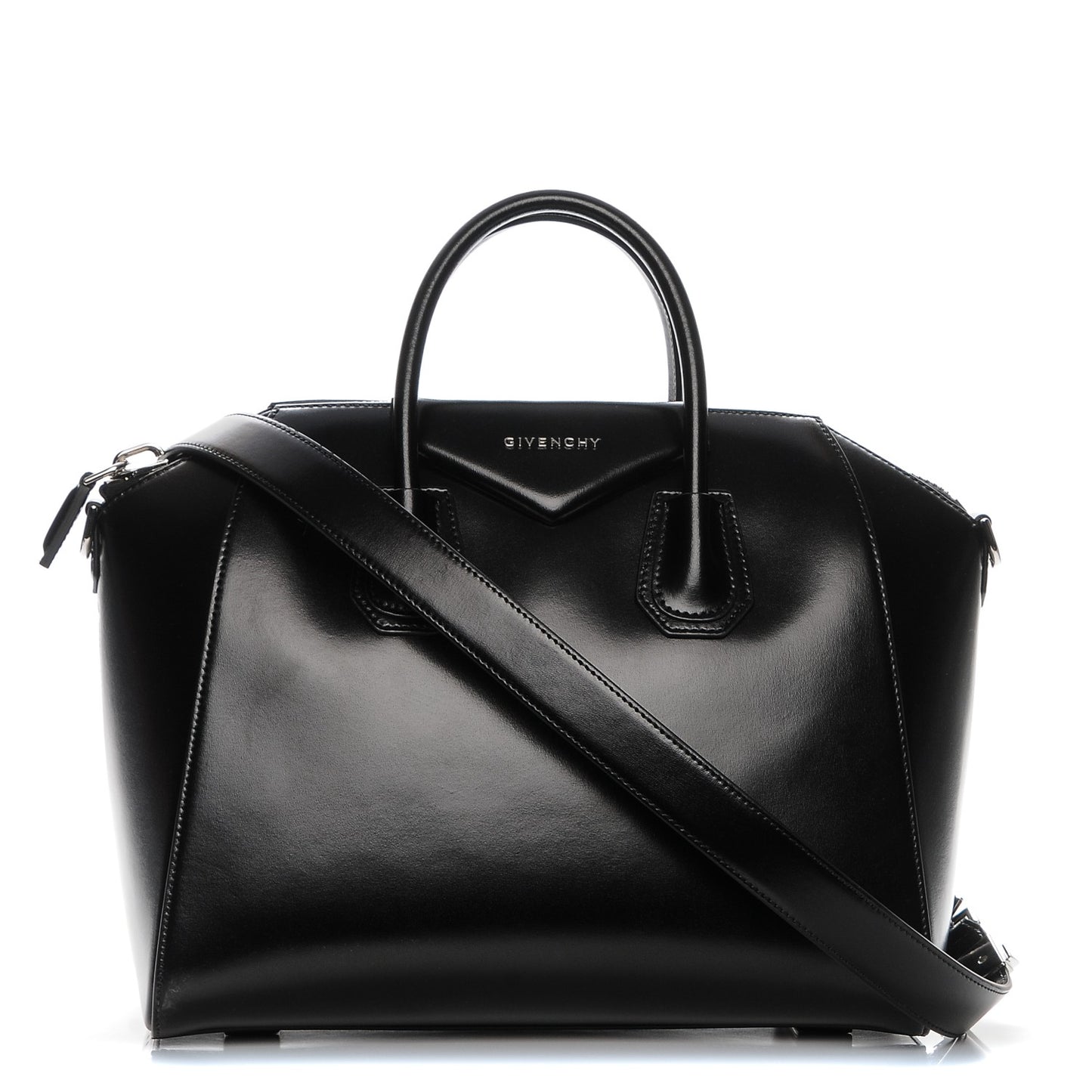 Shiny Lord Calfskin Medium Antigona Black