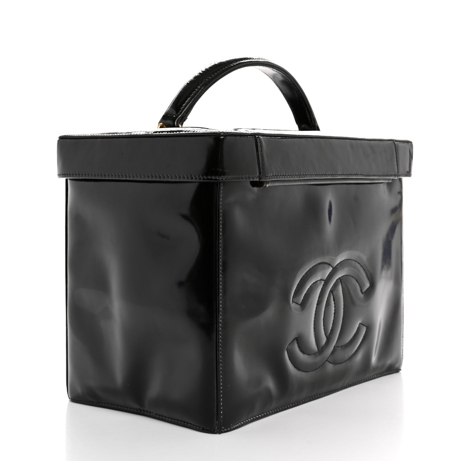 Chanel Patent CC Vanity Cosmetic Case Black 1751780 – FASHIONPHILE