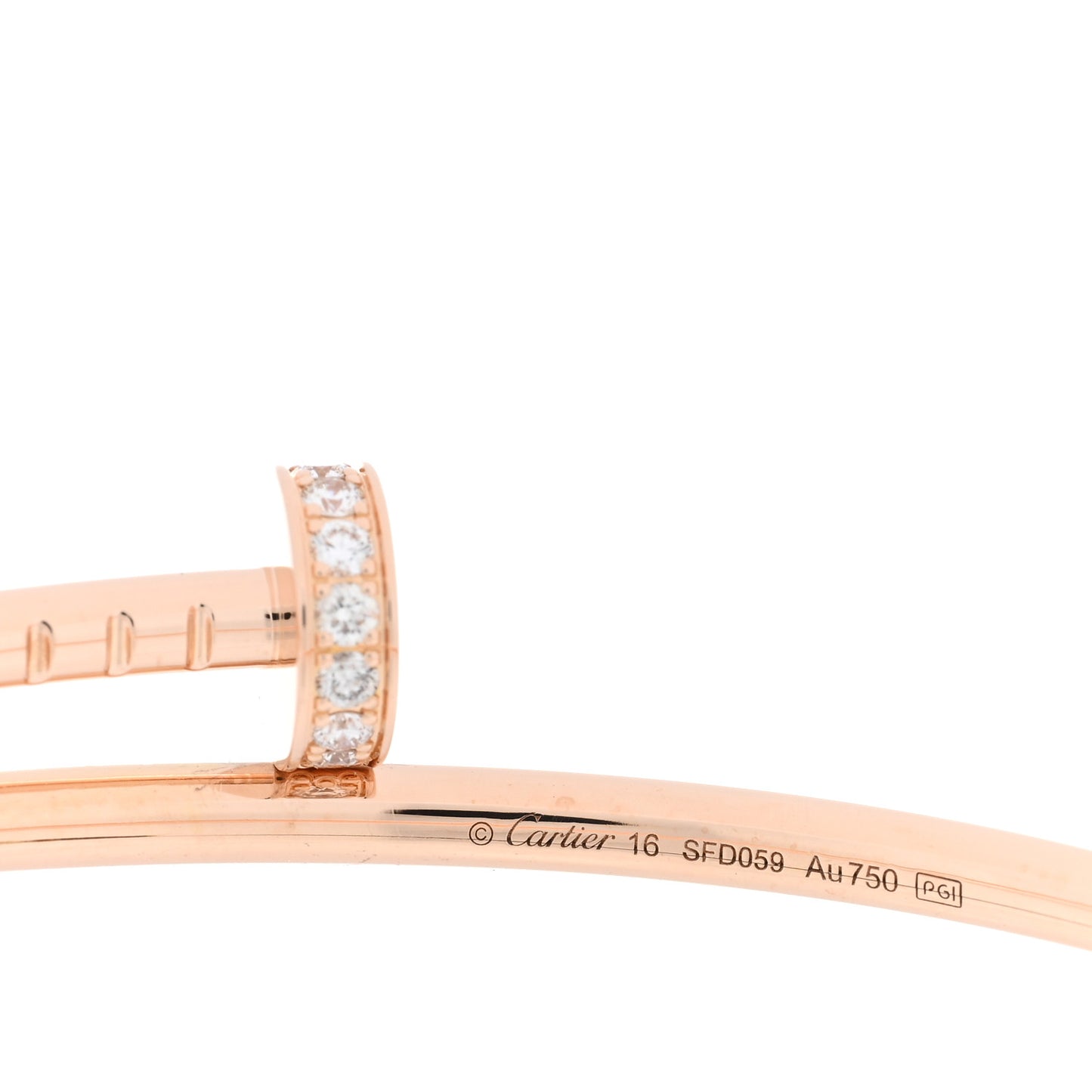 18K Pink Gold Diamond Small Juste Un Clou Bracelet 16