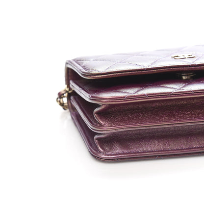 Chanel Iridescent Lambskin Quilted Mini Wallet On Chain WOC Purple 8 of 11