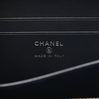 Chanel Caviar Quilted Striped Filigree Vanity Clutch With Chain Navy White 7 of 10