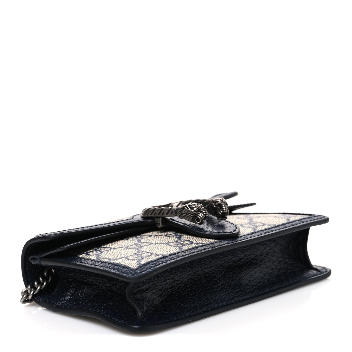 GG Supreme Monogram Textured Dollar Calfskin Super Mini Dionysus Shoulder Bag Beige Blue