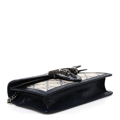 Gucci GG Supreme Monogram Textured Dollar Calfskin Super Mini Dionysus Shoulder Bag Beige Blue 4 of 10