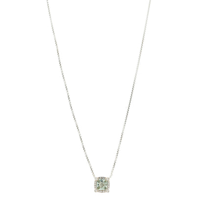 David Yurman Sterling Silver Diamond Prasiolite 7mm Chatelaine Pave Bezel Pendant Necklace 1 of 6