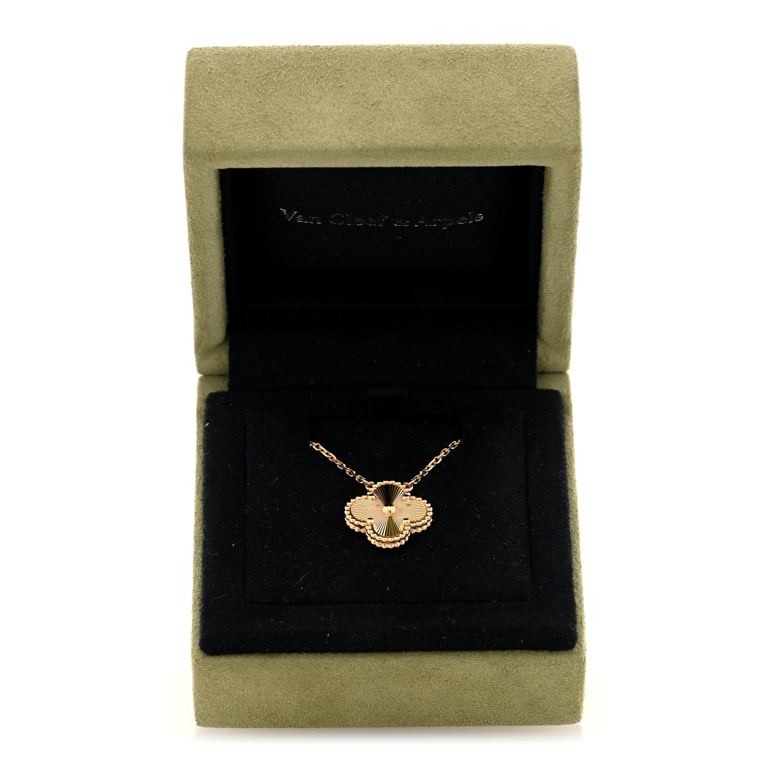 Van Cleef & Arpels 18K Yellow Gold Guilloche Vintage Alhambra Pendant Necklace 5 of 5