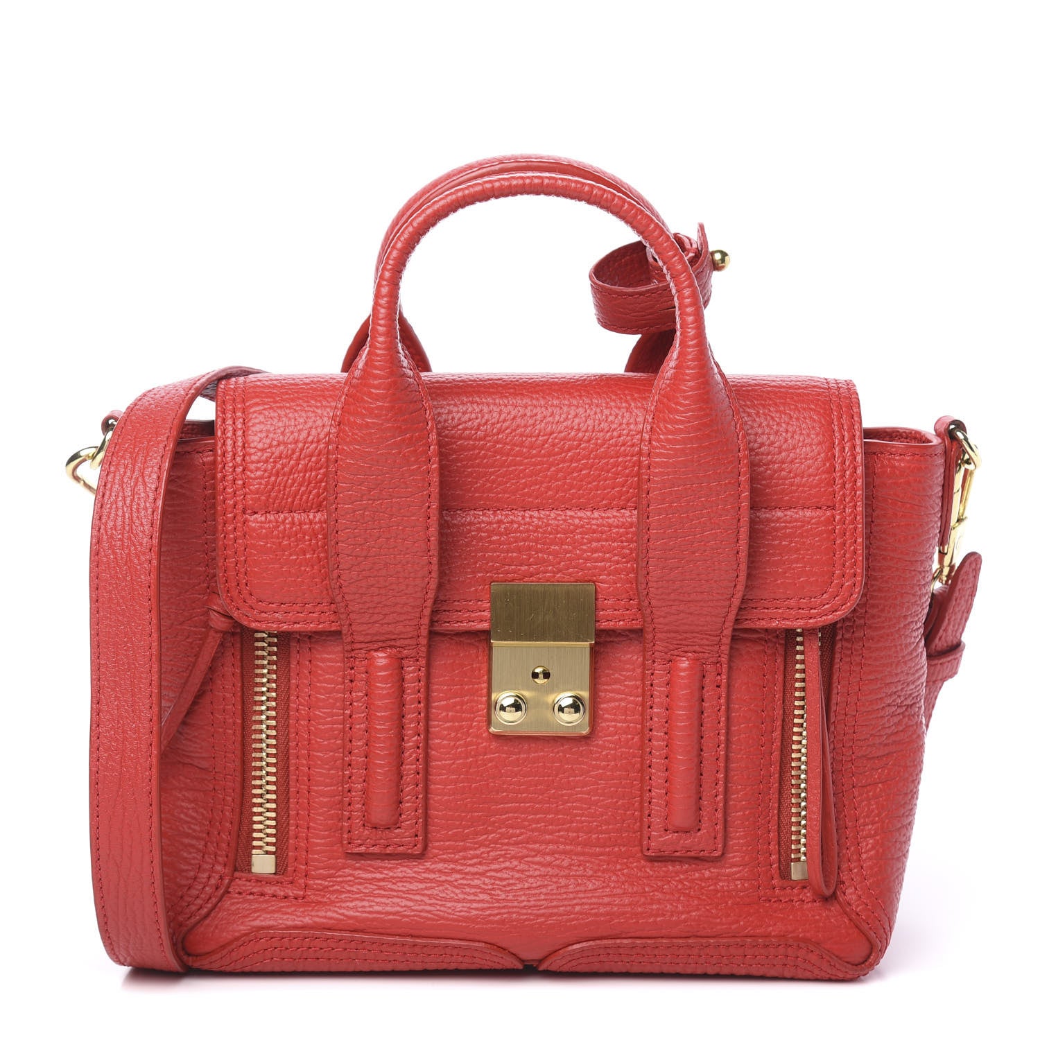 3.1 Phillip Lim 3.1 Textured Calfskin Mini Pashli Satchel Red 1 of 10
