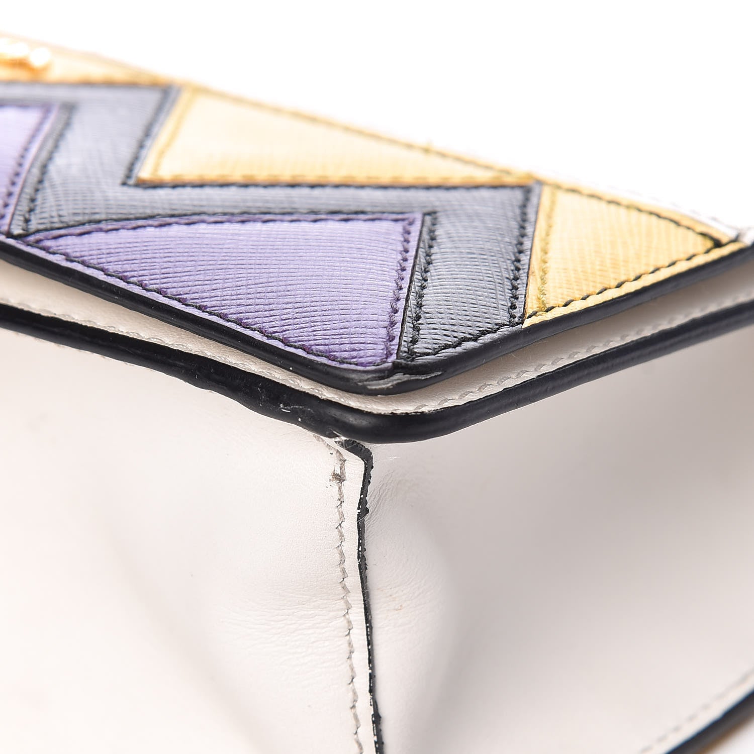 Prada City Calf Saffiano Greche Flap Bag Soleil Bianco 13 of 17